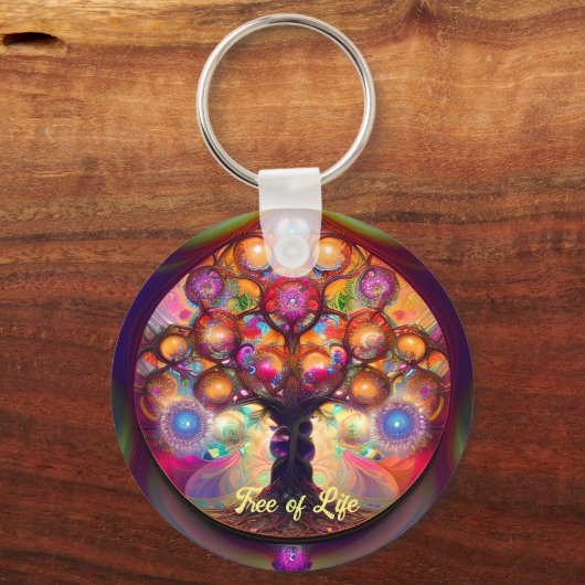 Moderne Mulitcolor Ggloed Tree of Life Sleutelhanger (Achterkant)