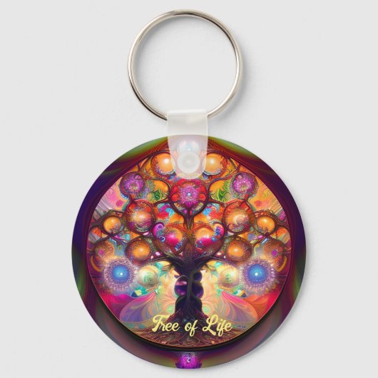 Moderne Mulitcolor Ggloed Tree of Life Sleutelhanger (Achterkant)