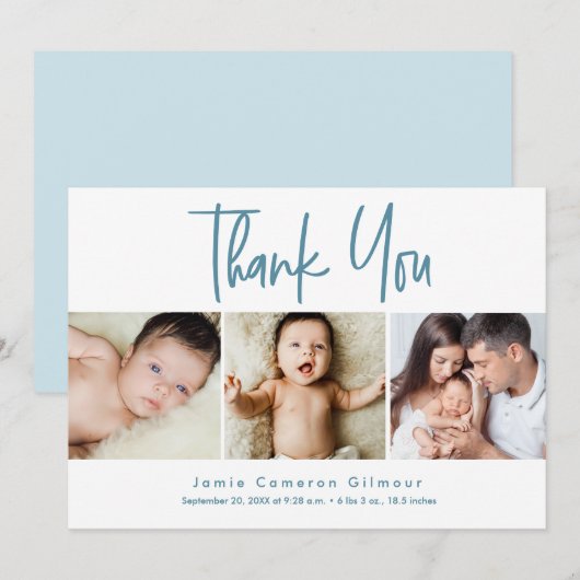 Moderne Multi Baby foto's Pasgeborene Geboorte Bedankkaart (Voorkant / Achterkant)