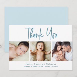 Moderne Multi Baby foto's Pasgeborene Geboorte Bedankkaart