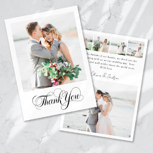 Moderne Multi Beeld Calligrafie Bruiloft Bedankkaart