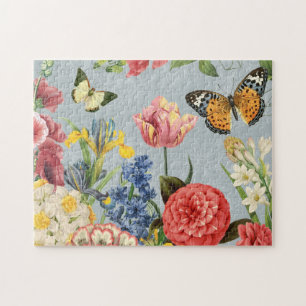 moderne multi-botanische bloemen legpuzzel