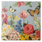 moderne  multi-botanische bloemen tegeltje (Voorkant)