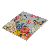 moderne  multi-botanische bloemen tegeltje (Zijkant)