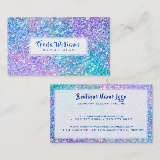 Moderne Multi Color Faux Glitter & Sparkles Visitekaartje (Voorkant / Achterkant)