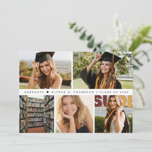 Moderne Multi Foto Afstudeer Collage Klas van 2026 Bedankkaart (Staand voorkant)