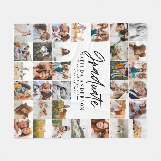 moderne multi-foto afstuderen stijlvolle klasse va fleece deken (Voorkant (Horizontaal))