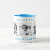 Moderne multi-foto beste vaders dag blauw cadeau mok (Midden)