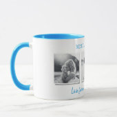 Moderne multi-foto beste vaders dag blauw cadeau mok (Links)