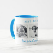 Moderne multi-foto beste vaders dag blauw cadeau mok (Voorkant links)