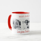 Moderne multi-foto beste vaders dag rood cadeau mok (Voorkant links)
