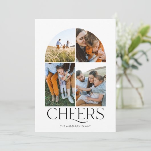 Moderne multi foto blauwe kerst 4 foto (Staand voorkant)