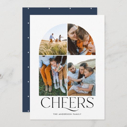 Moderne multi foto blauwe kerst 4 foto (Voorkant / Achterkant)