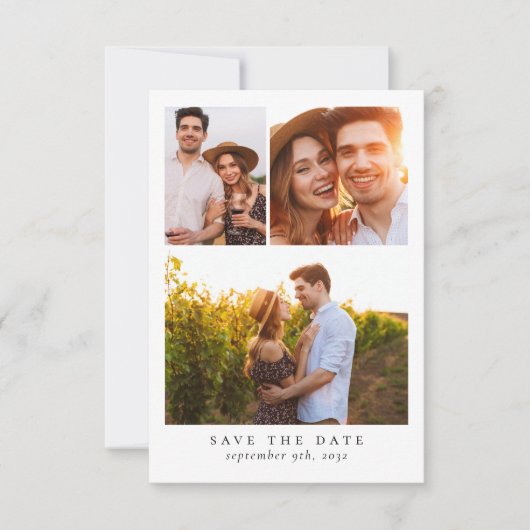Moderne multi foto bruiloft save the date (Voorkant)