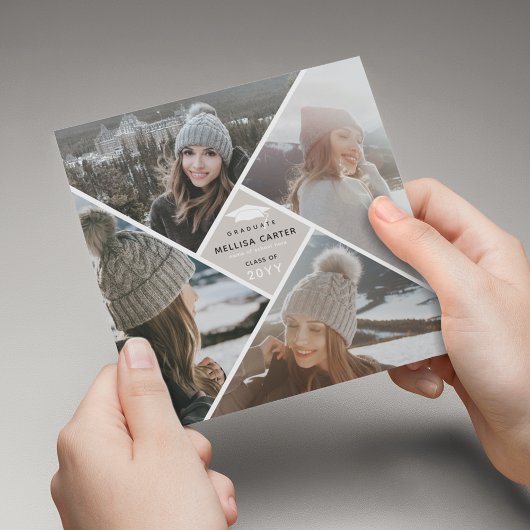 Moderne multi-foto collage afstudeerders aankondiging