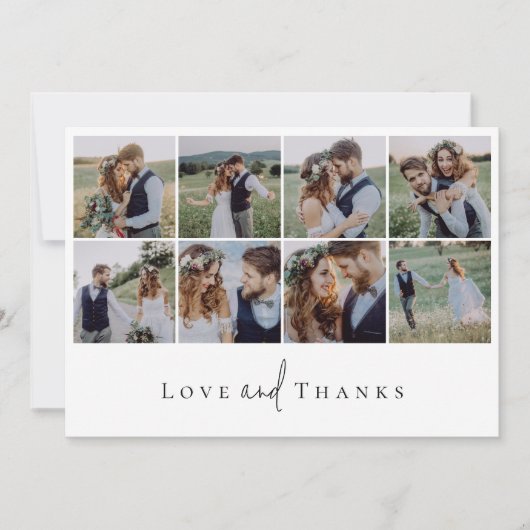 Moderne Multi Foto Collage Bruiloft Bedankkaart (Voorkant)