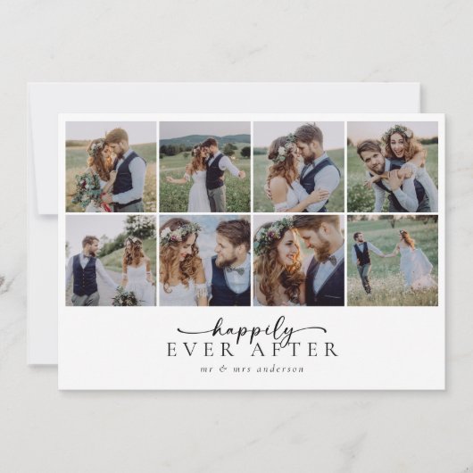 Moderne Multi Foto Collage Bruiloft Bedankkaart (Voorkant)