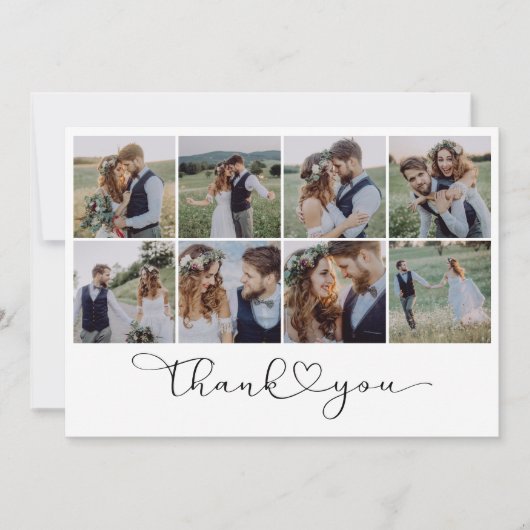 Moderne Multi Foto Collage Bruiloft Bedankkaart (Voorkant)