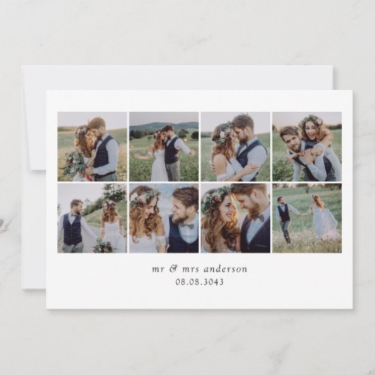 Moderne Multi Foto Collage Bruiloft Bedankkaart (Voorkant)