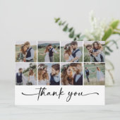 Moderne Multi Foto Collage Bruiloft Bedankkaart (Staand voorkant)