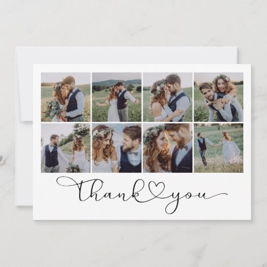 Moderne Multi Foto Collage Bruiloft Bedankkaart (Voorkant)