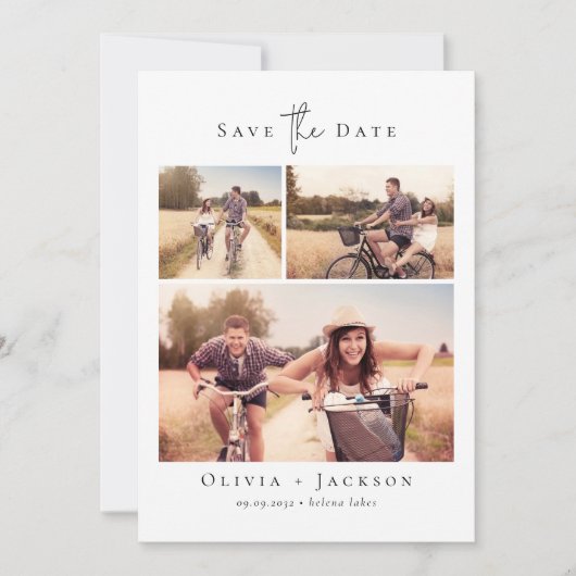 Moderne Multi Foto Collage Bruiloft Save The Date (Voorkant)