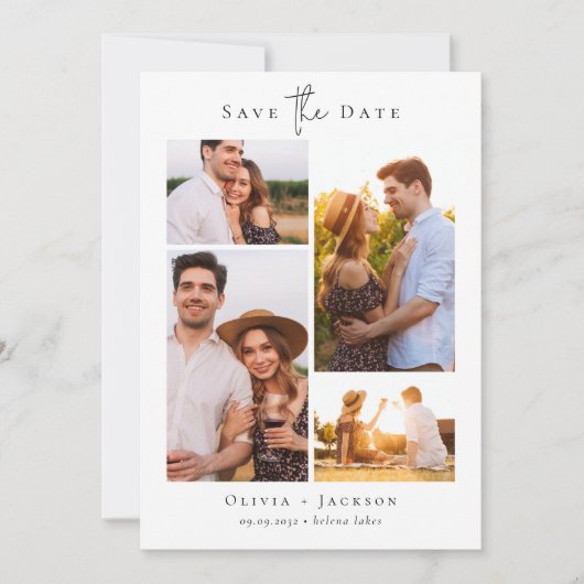 Moderne Multi Foto Collage Bruiloft Save The Date (Voorkant)