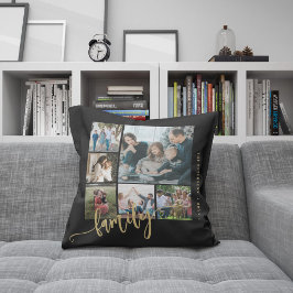 Moderne multi foto collage familie script aandenke kussen