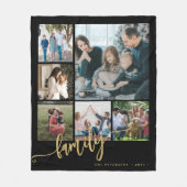 Moderne multi-foto collage familiescript keepomwil fleece deken (Voorkant)