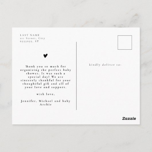 Moderne multi-foto collage nieuwe baby bedankt briefkaart (Achterkant)