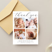 Moderne multi-foto collage nieuwe baby bedankt briefkaart