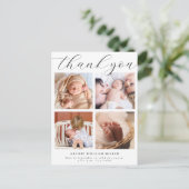 Moderne multi-foto collage nieuwe baby bedankt kaa briefkaart (Staand voorkant)