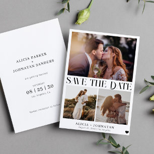 Moderne multi foto eenvoudige minimalistische brui save the date