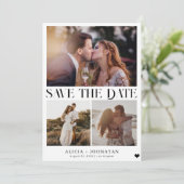 Moderne multi foto eenvoudige minimalistische brui save the date (Staand voorkant)