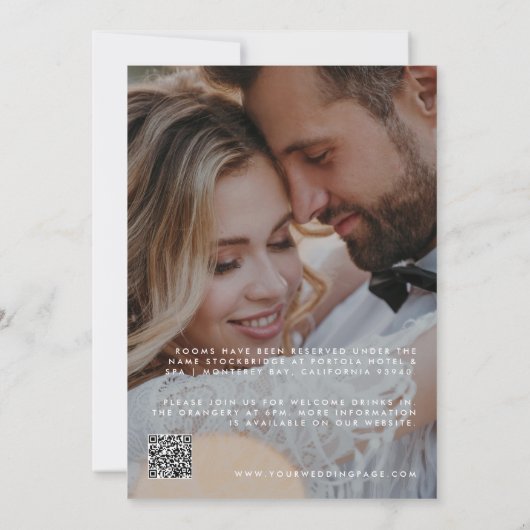 Moderne multi foto elegante bruiloft kaart (Achterkant)