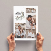 Moderne multi-foto elegante waterverf botanische e feestdagenkaart