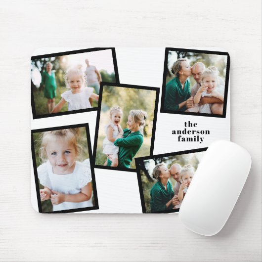 Moderne multi foto familie home decor zwart wit muismat (Met muis)