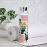 Moderne multi foto familie roze eenvoudige familie waterfles<br><div class="desc">Modern stijlvol multi foto familie cadeau. De meisjesroze kleur kan worden veranderd.</div>