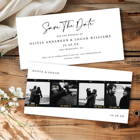 Moderne Multi-Foto Filmstrip Huwelijk Save The Dat Date