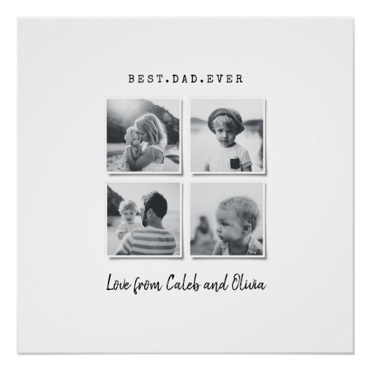 Moderne multi-foto gift elegant zwart wit ca perfect poster (Voorkant)