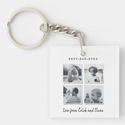 Moderne multi-foto gift elegant zwart wit ca sleutelhanger (voorkant)