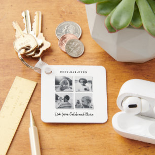 Moderne multi-foto gift elegant zwart wit ca sleutelhanger