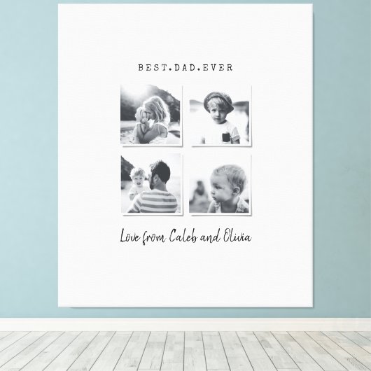 Moderne multi-foto gift elegant zwart wit canvas afdruk (Insitu (Houten vloer))