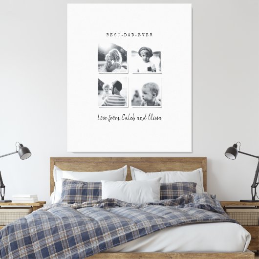 Moderne multi-foto gift elegant zwart wit canvas afdruk (Insitu (Slaapkamer))
