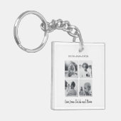 Moderne multi-foto gift elegant zwart wit sleutelhanger (Voorkant Links)