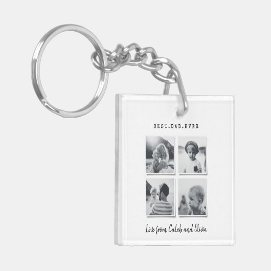 Moderne multi-foto gift elegant zwart wit sleutelhanger (Voorkant Links)
