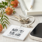 Moderne multi-foto gift elegant zwart wit sleutelhanger (Voorkant Rechts)