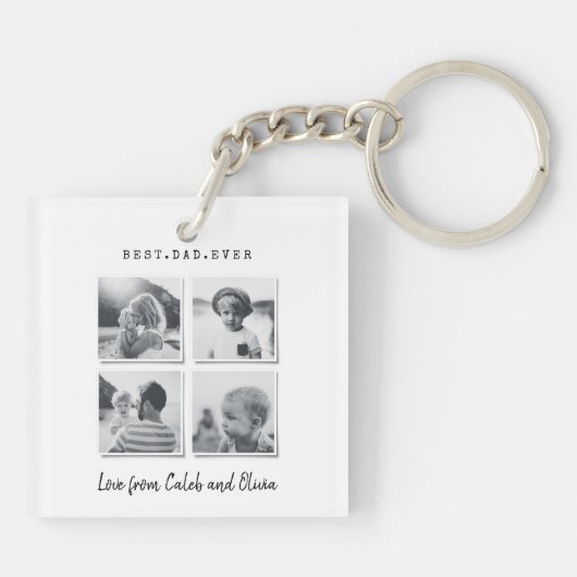 Moderne multi-foto gift elegant zwart wit sleutelhanger (Achterkant)