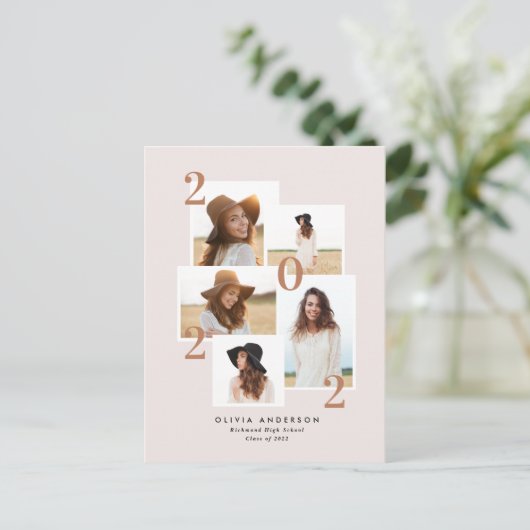 Moderne, multi-foto grafische geometrische terraco feestdagenkaart (Staand voorkant)