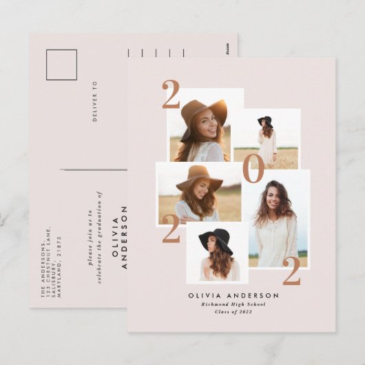 Moderne, multi-foto grafische geometrische terraco feestdagenkaart (Voorkant / Achterkant)